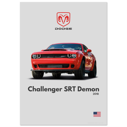 Dodge Challenger SRT Demon Poster - Minimalist Collection