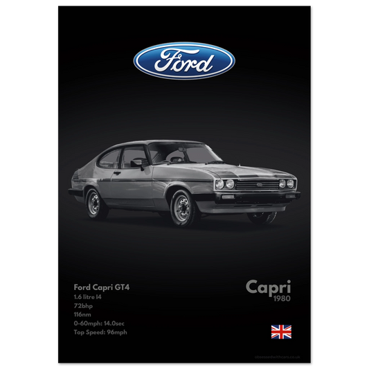 Ford Capri GT4 Poster - Monochrome Collection