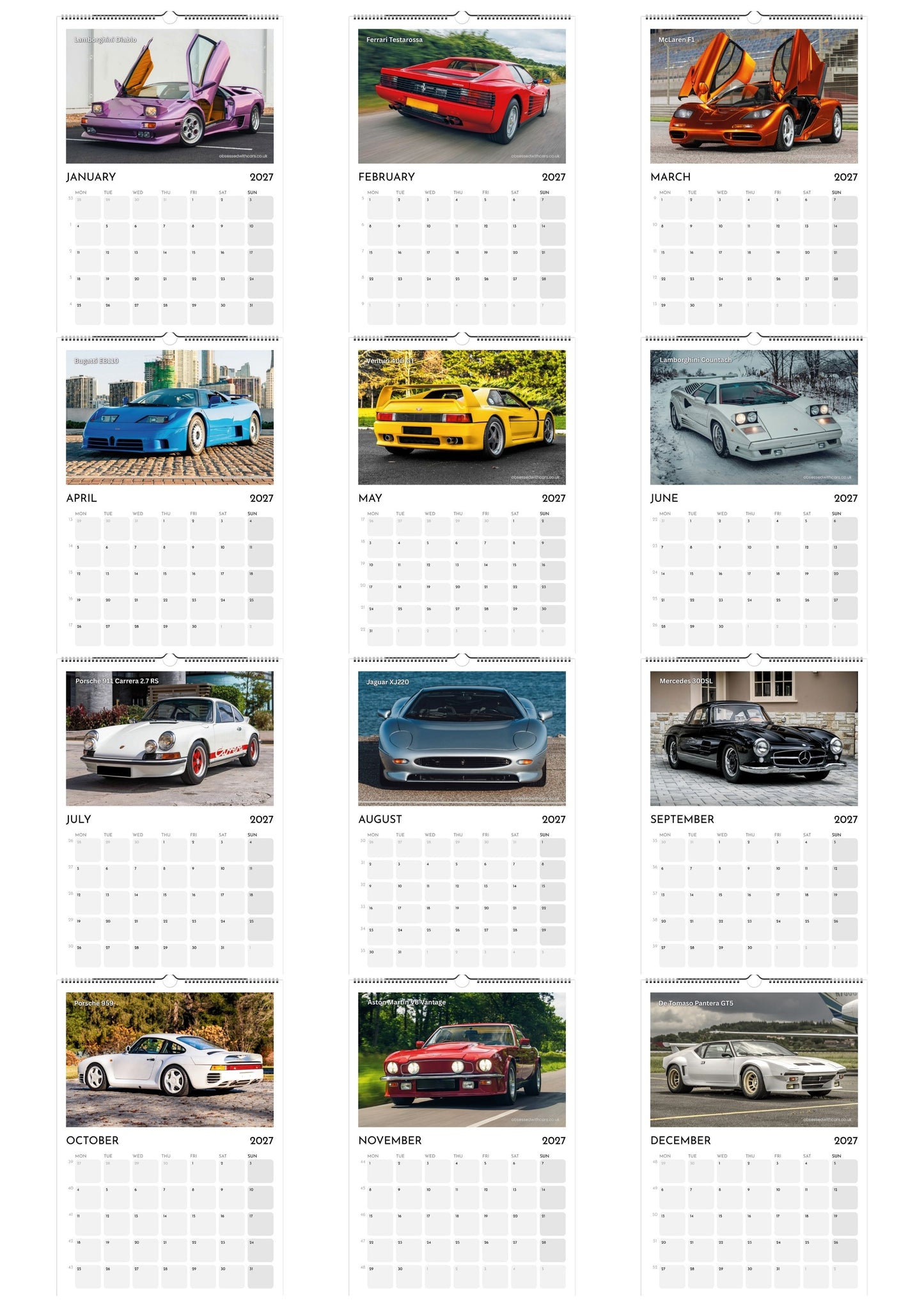 Classic Supercars Calendar 2027