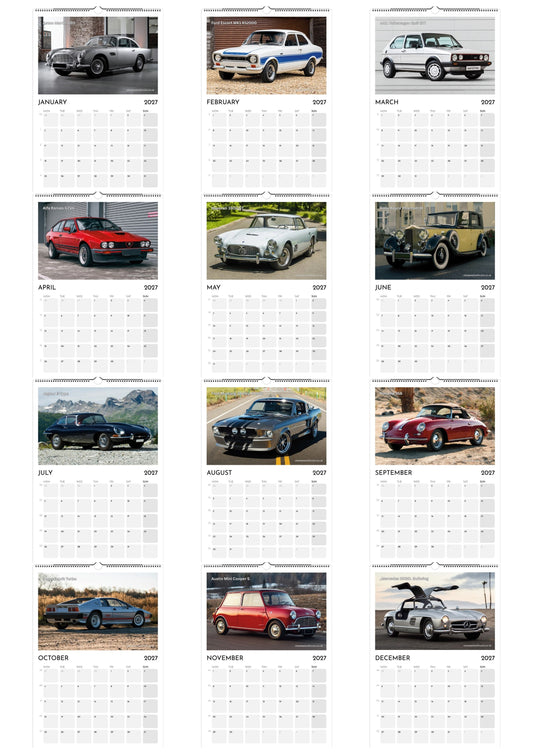 Classic Cars Calendar 2027