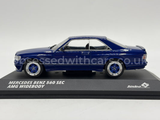 1/43 1990 Mercedes 560 SEC AMG Widebody - Linarite Blue Pearl - Solido | Model Car