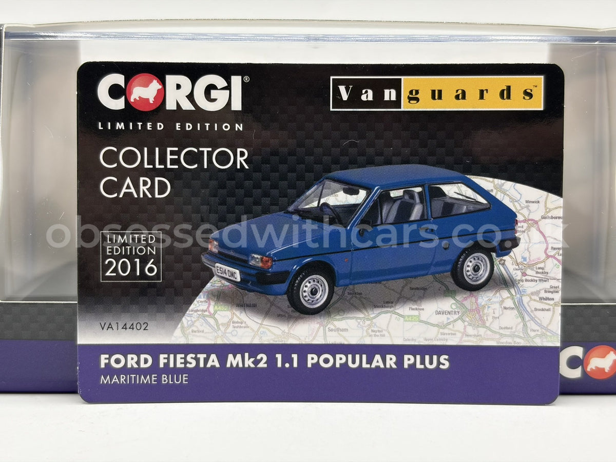 1/43 1987 Ford Fiesta Mk2 1.1 Popular Plus - Maritime Blue - Corgi Vanguards | Model Car