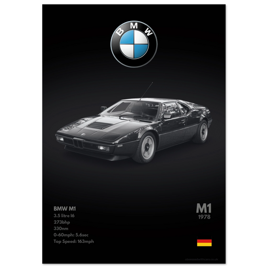 BMW M1 Poster - Monochrome Collection