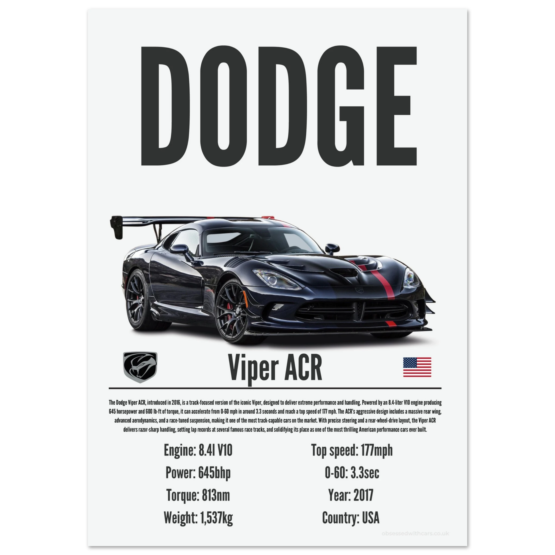 Dodge Viper ACR Poster - Precision Collection