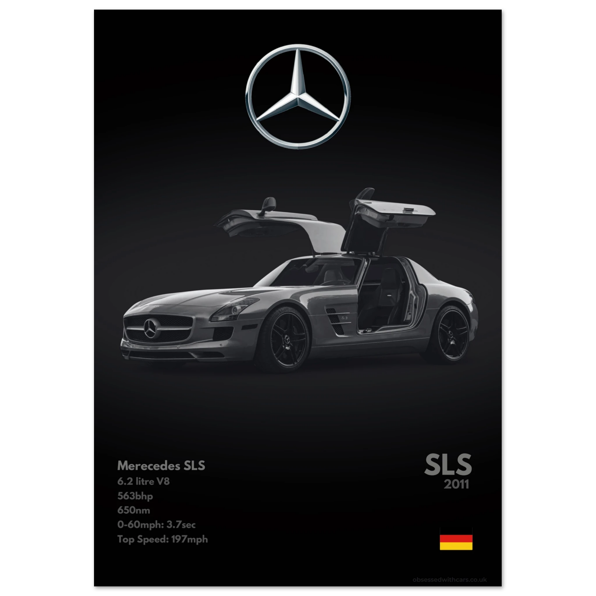 Mercedes SLS Poster - Monochrome Collection