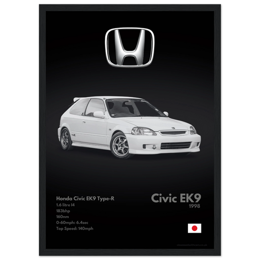 Honda Civic EK9 Type R Poster - Monochrome Collection