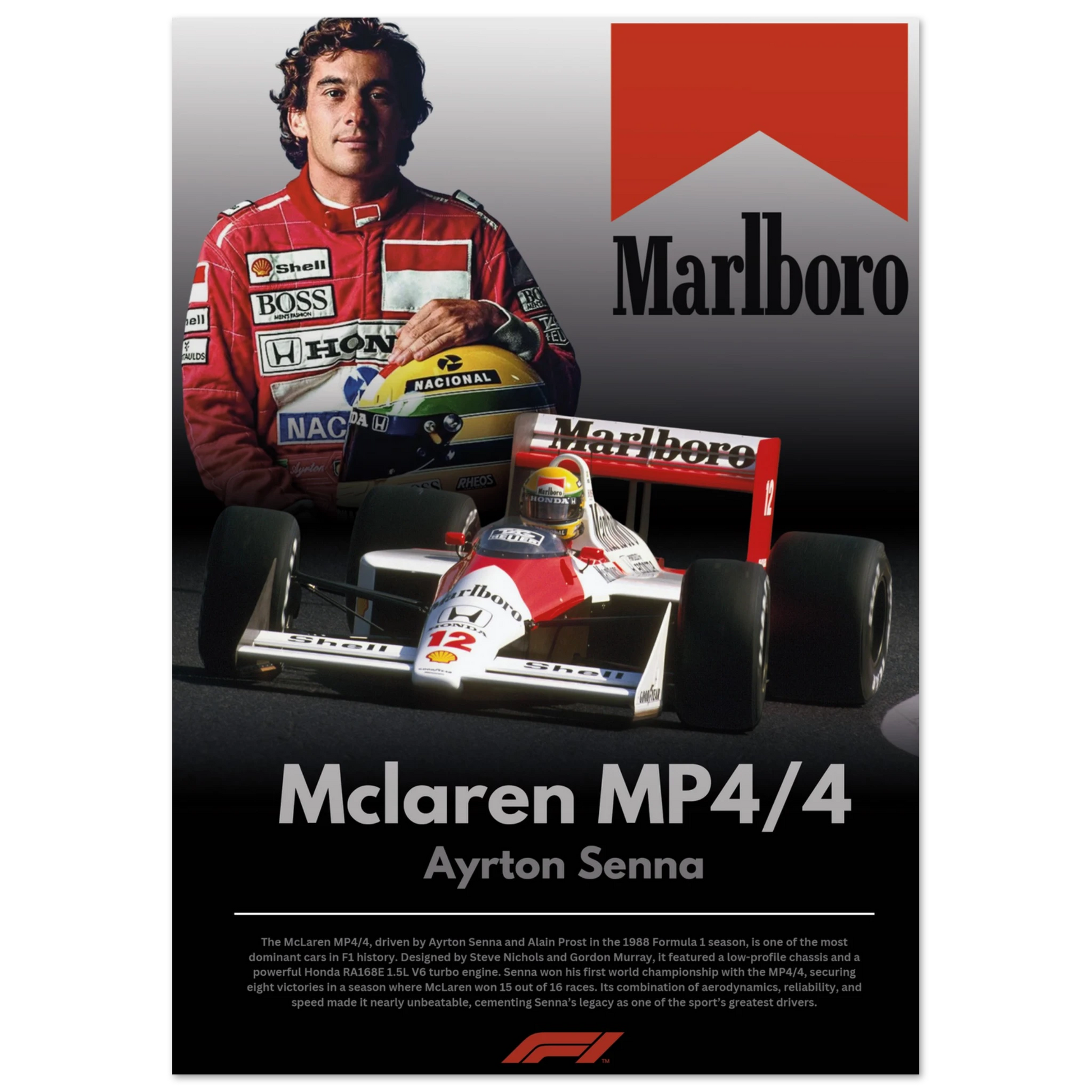 Mclaren MP4/4 Ayrton Senna Poster