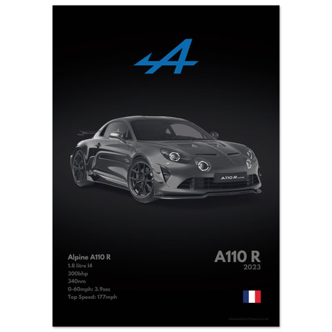 164 Alpine A110 R Poster - Monochrome Collection