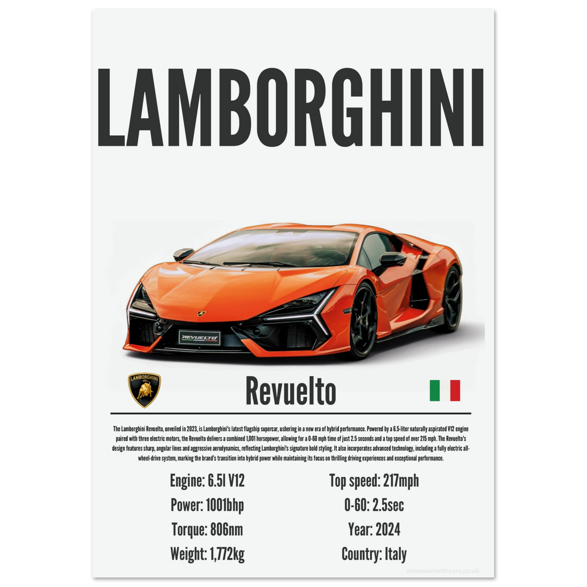 Lamborghini Revuelto Poster - Precision Collection