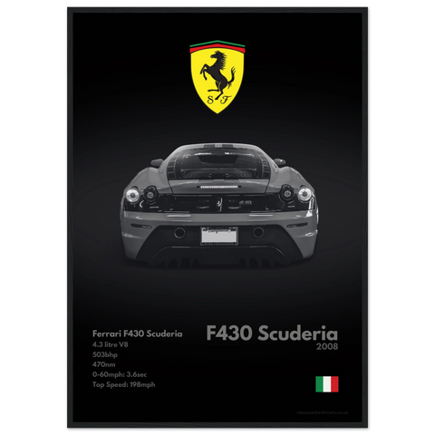 340 Ferrari F430 Scuderia Poster - Monochrome Collection