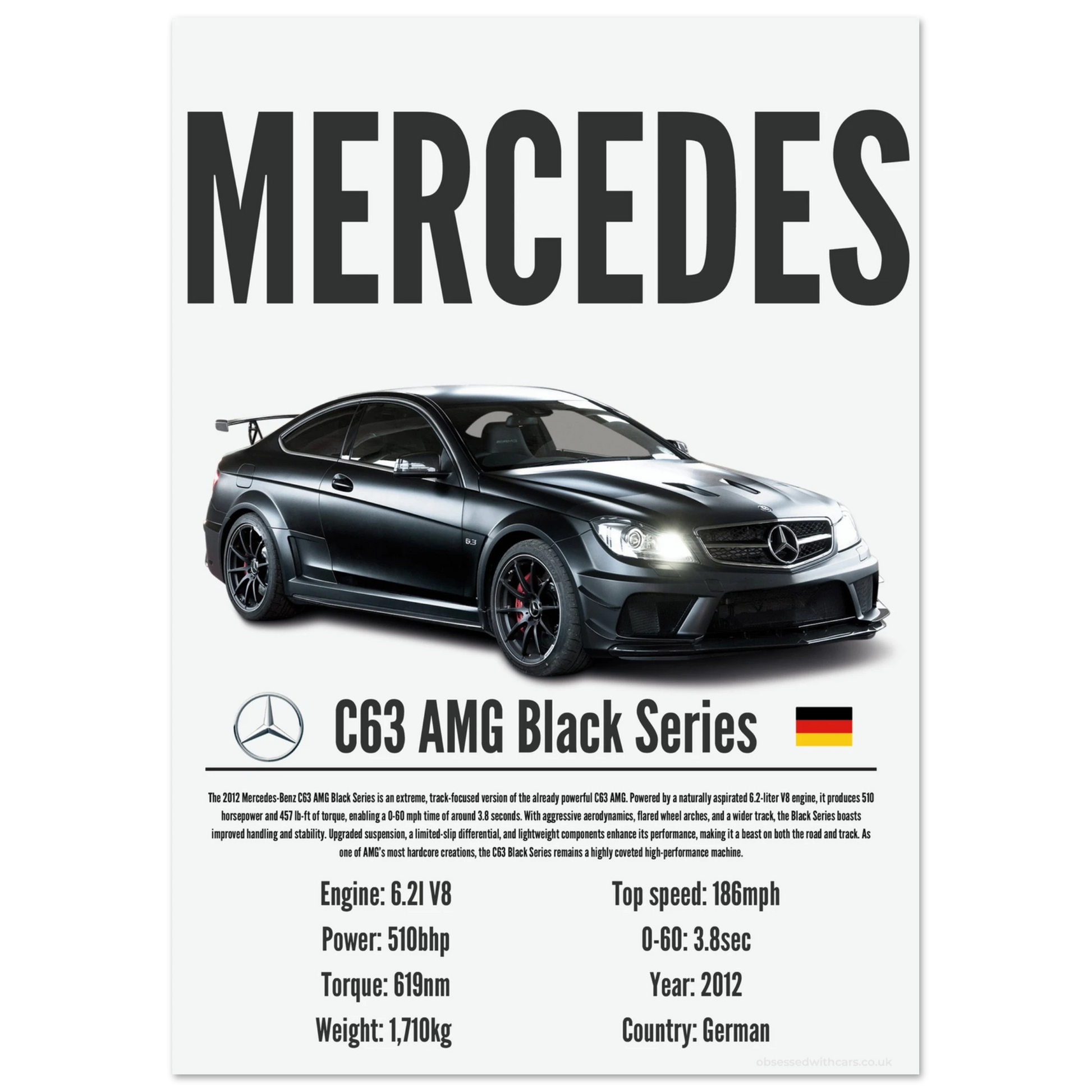 Mercedes C63 AMG Poster - Precision Collection