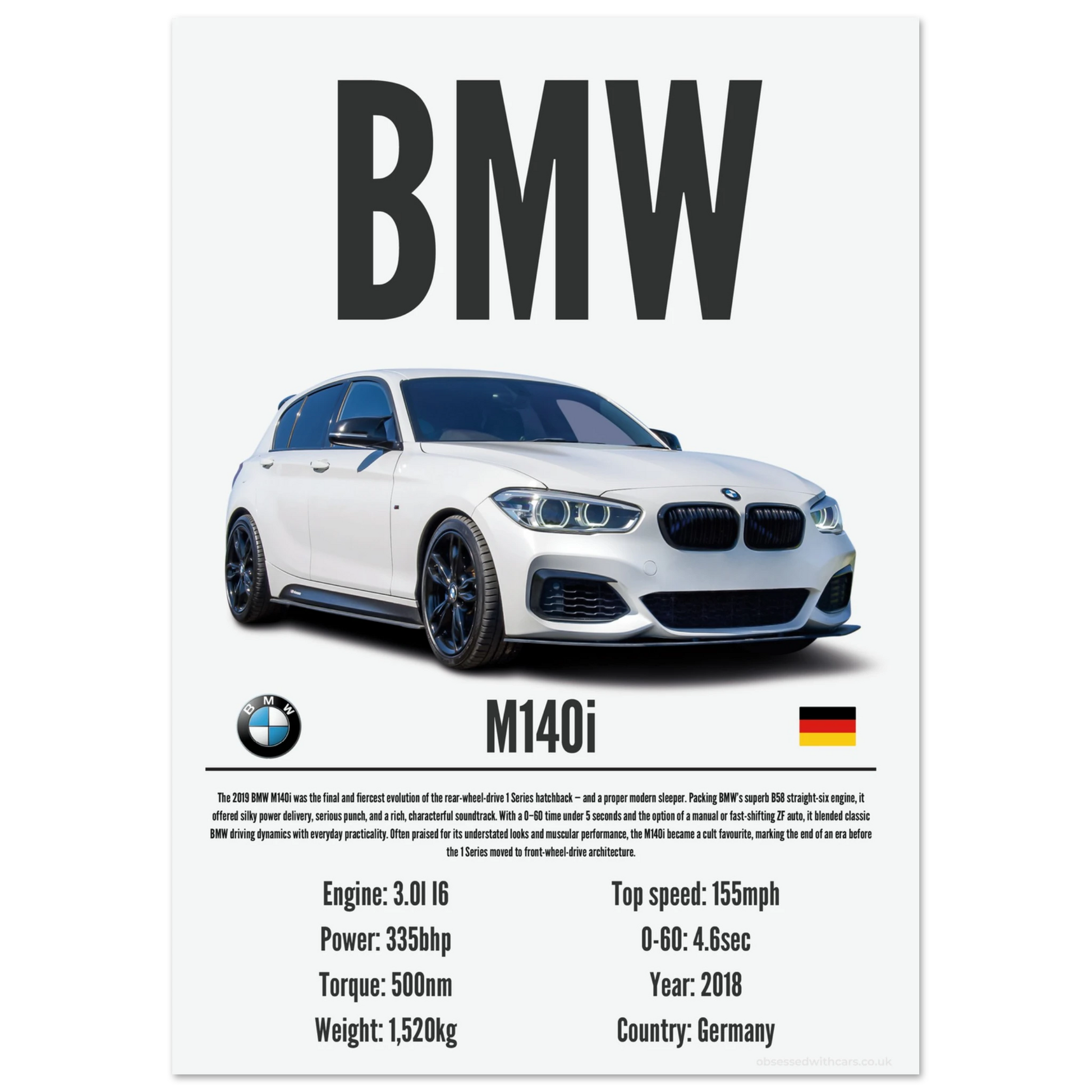 BMW M140i Poster - Precision Collection