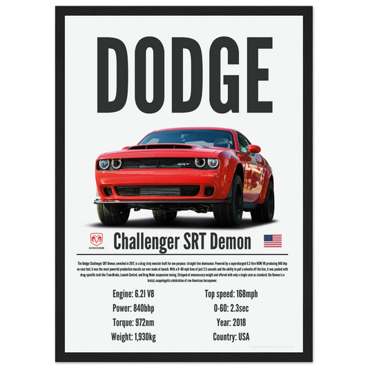 Dodge Challenger SRT Demon Poster - Precision Collection