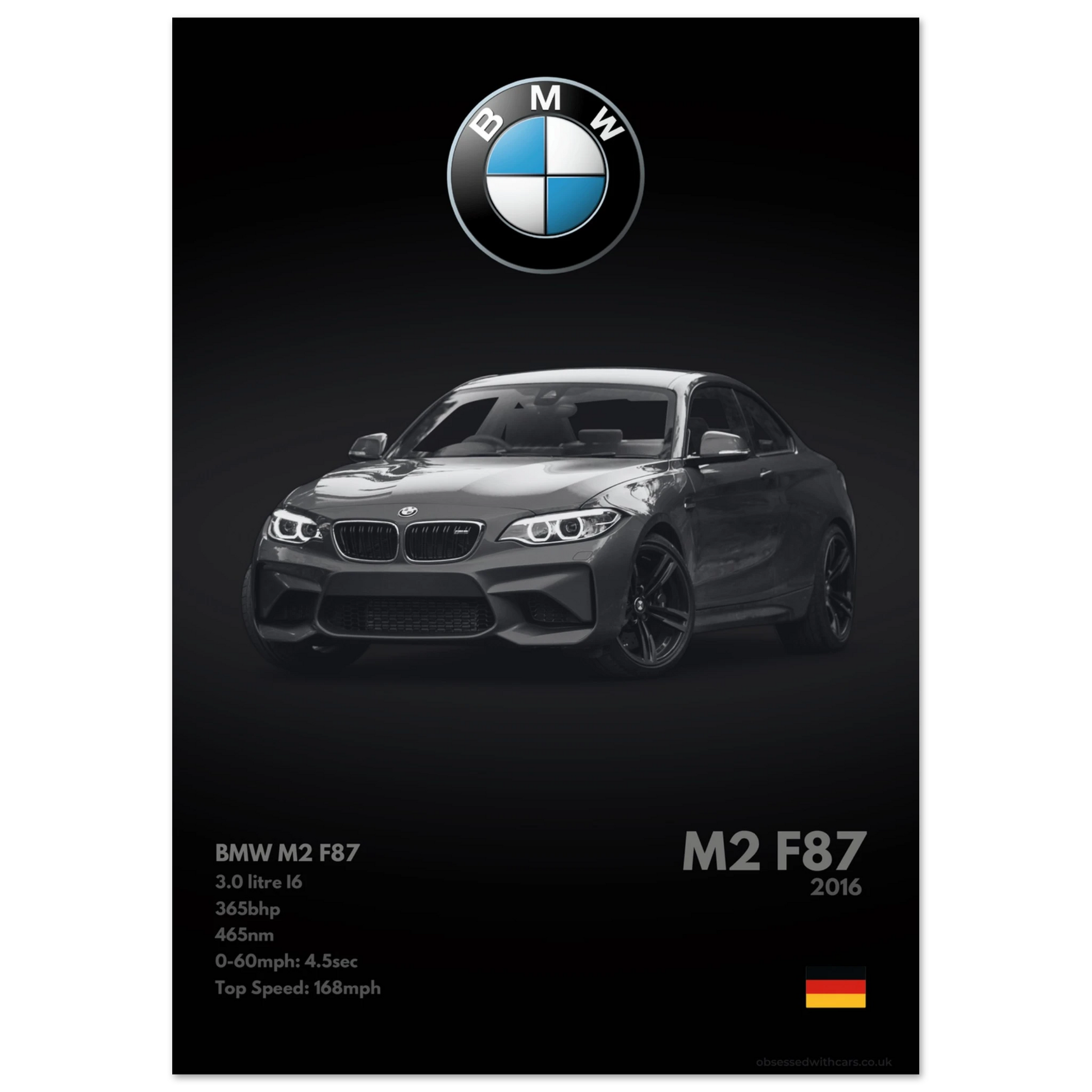 BMW M2 F87 Poster - Monochrome Collection