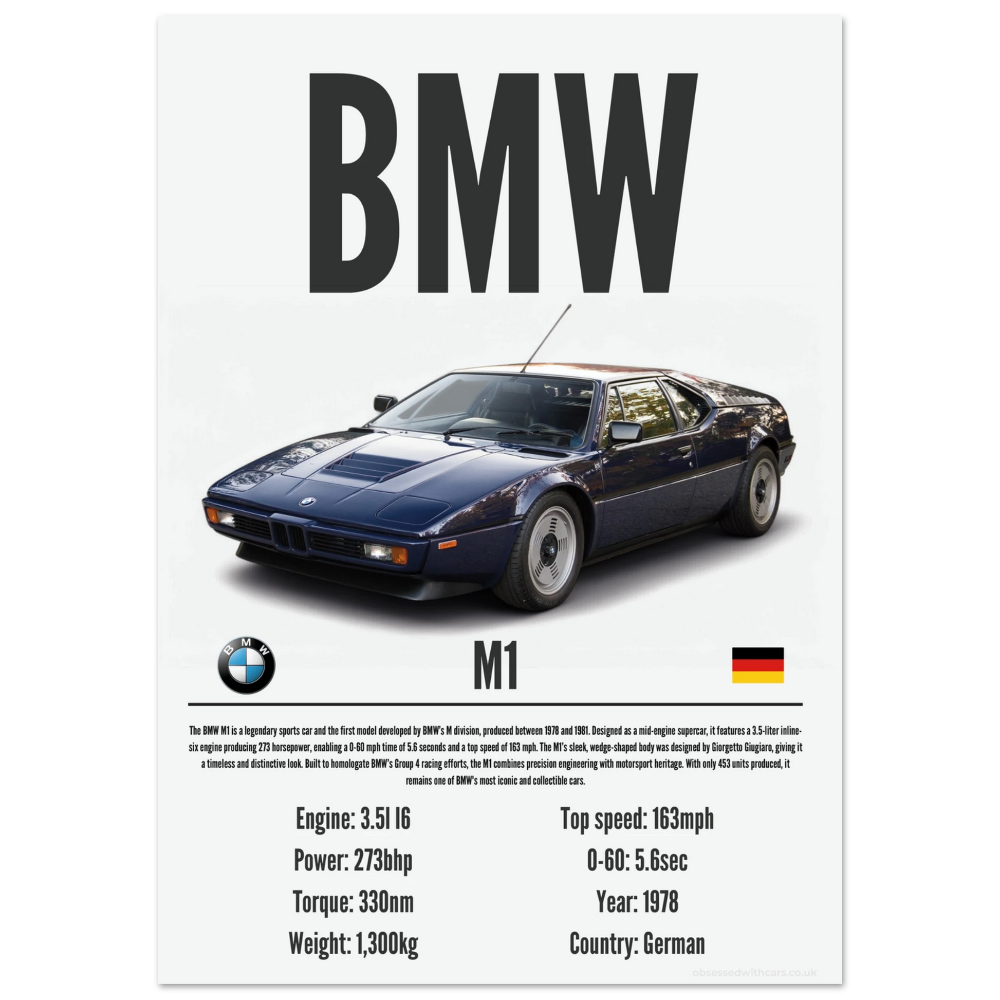 BMW M1 Poster - Precision Collection