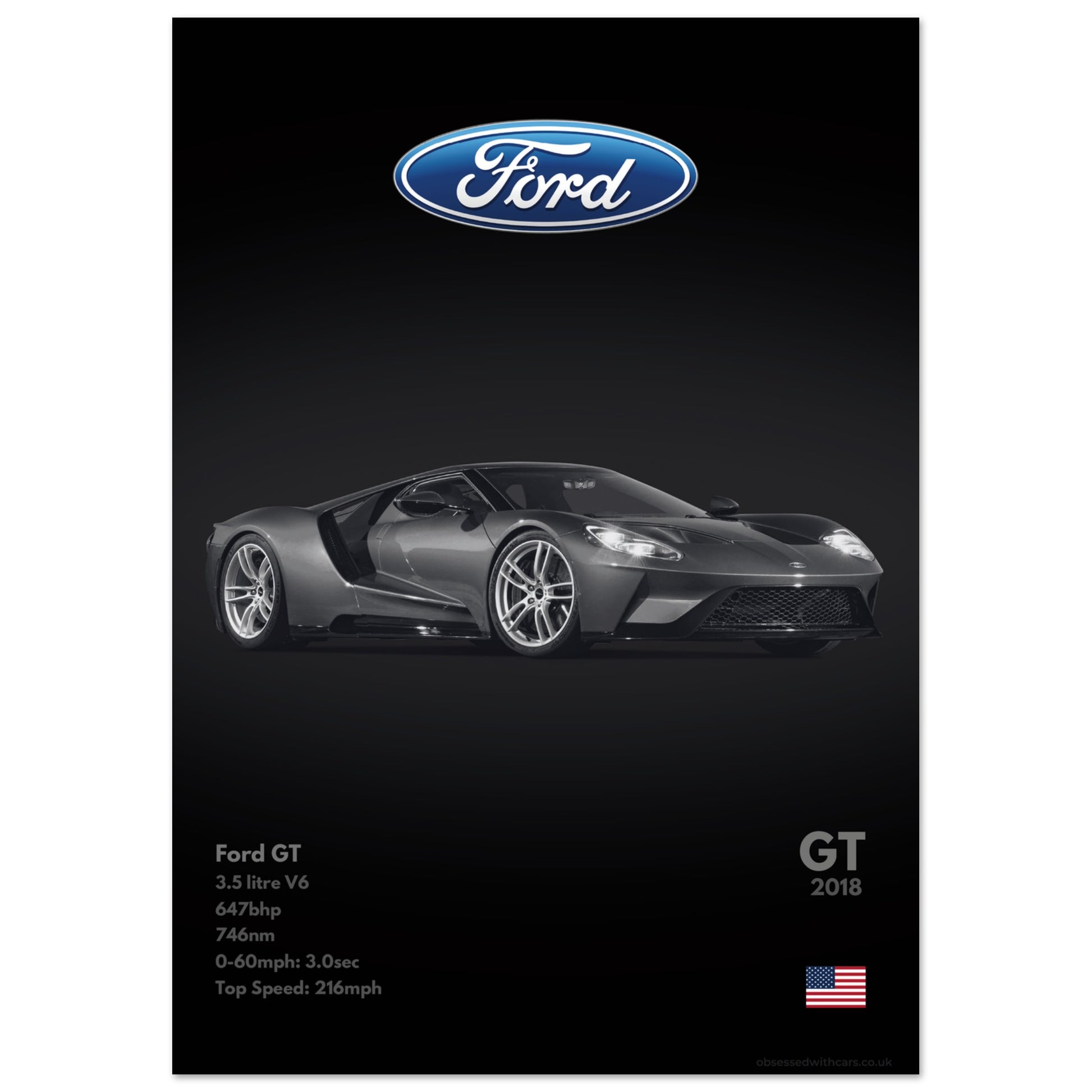 Ford GT Poster - Monochrome Collection