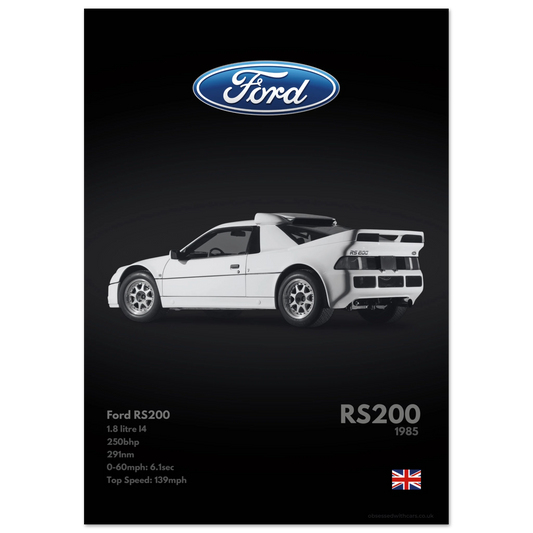 Ford RS200 Poster - Monochrome Collection