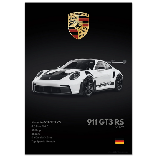 Porsche 911 GT3 RS Poster - Monochrome Collection