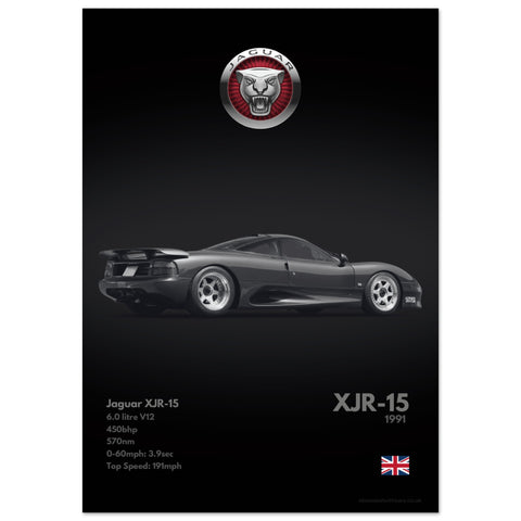 431 Jaguar XJR-15 Poster - Monochrome Collection