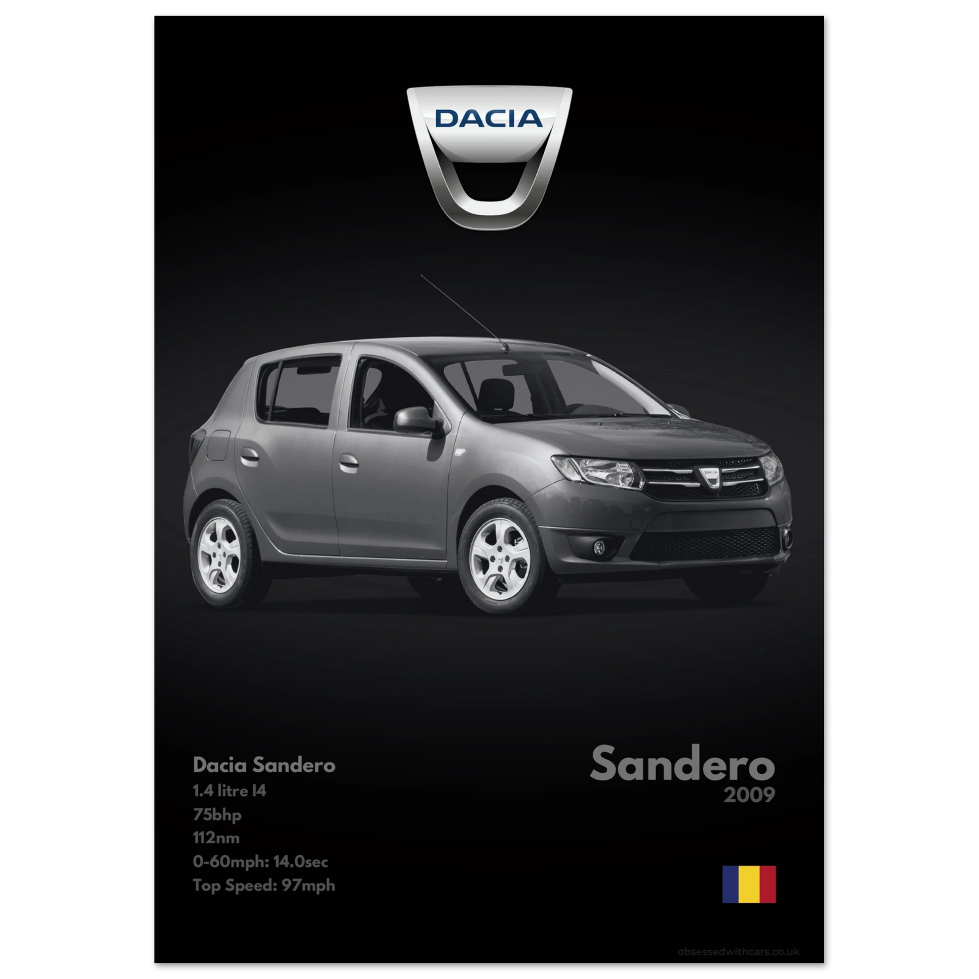 Dacia Sandero Poster - Monochrome Collection