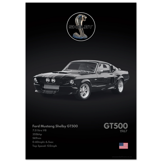 Shelby GT500 Poster - Monochrome Collection