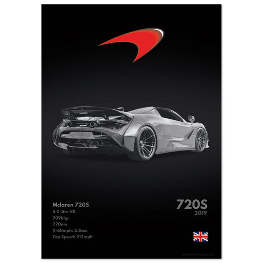 Mclaren 720s Poster - Monochrome Collection