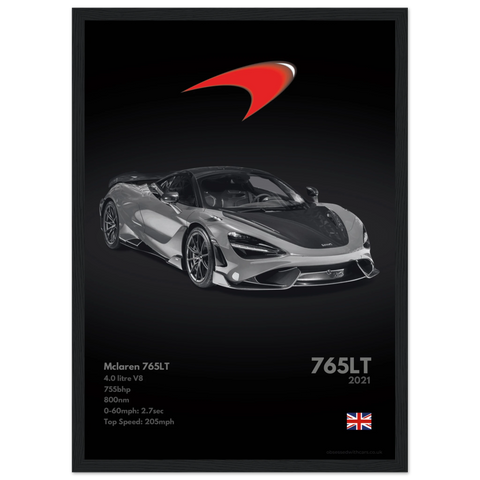 091 Mclaren 765LT Poster - Monochrome Collection
