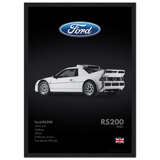 Ford RS200 Poster - Monochrome Collection
