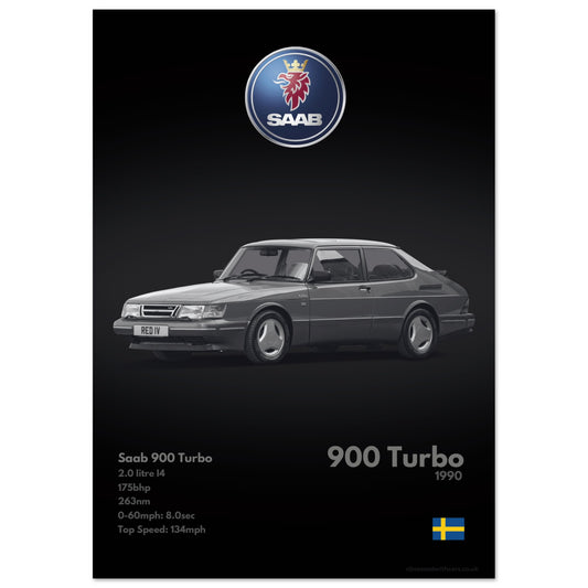 Saab 900 Turbo Poster - Monochrome Collection