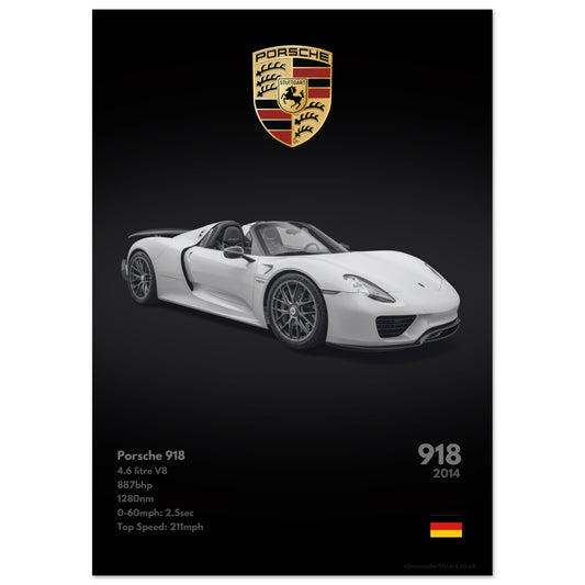 Porsche 918 Poster - Monochrome Collection