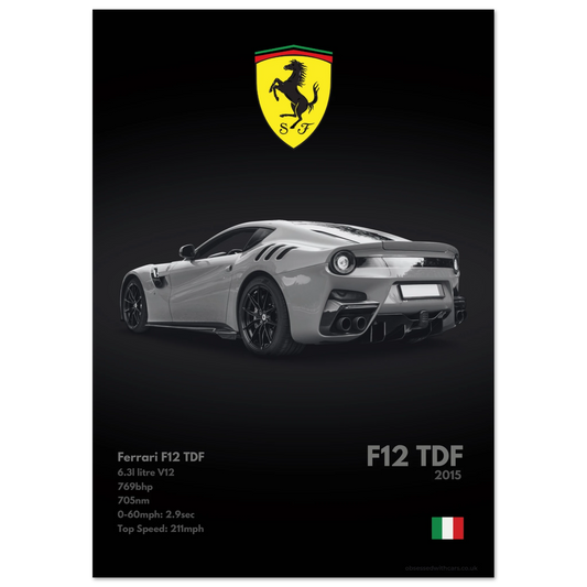 Ferrari F12 TDF Poster - Monochrome Collection