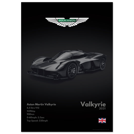 Aston Martin Valkyrie Poster - Monochrome Collection
