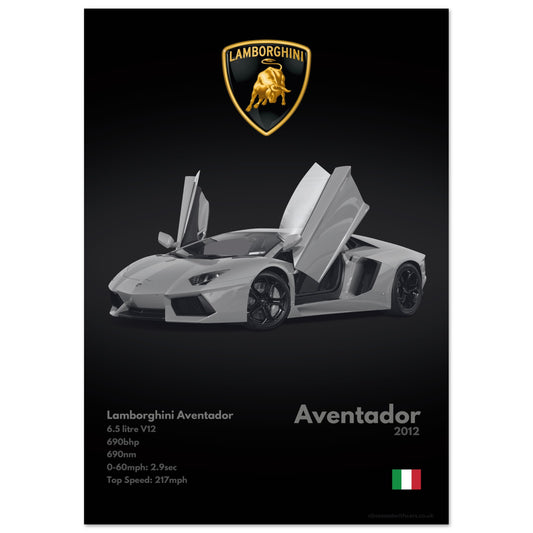 Lamborghini Aventador Poster - Monochrome Collection