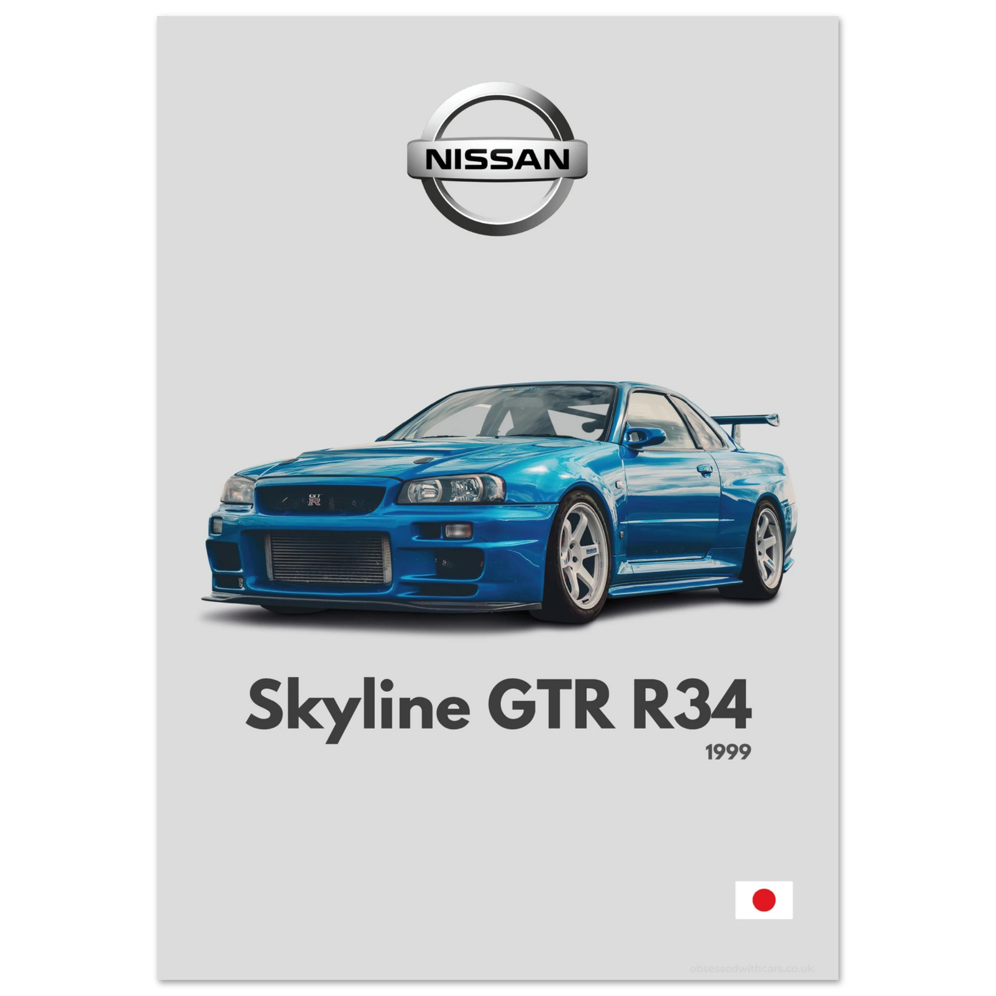 Nissan Skyline GTR R34 Poster - Minimalist Collection