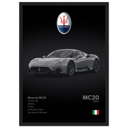 Maserati MC20 Poster - Monochrome Collection