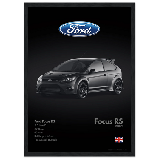 Ford Focus RS Poster - Monochrome Collection