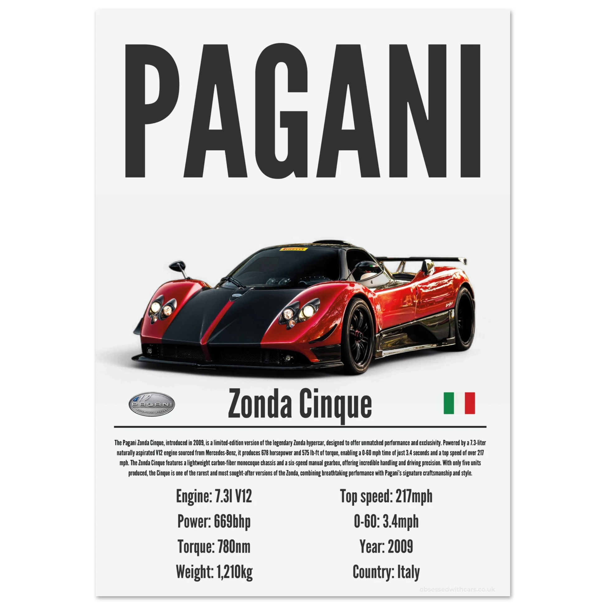 Pagani Zonda Poster - Precision Collection