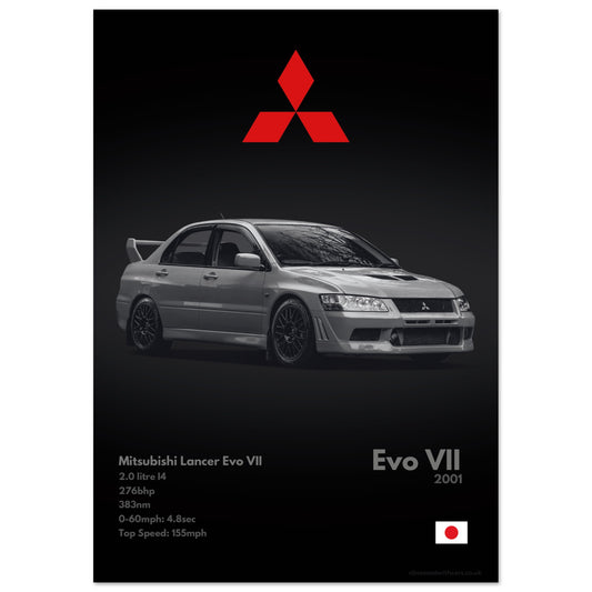 Mitsubishi Lancer Evo VII Poster - Monochrome Collection