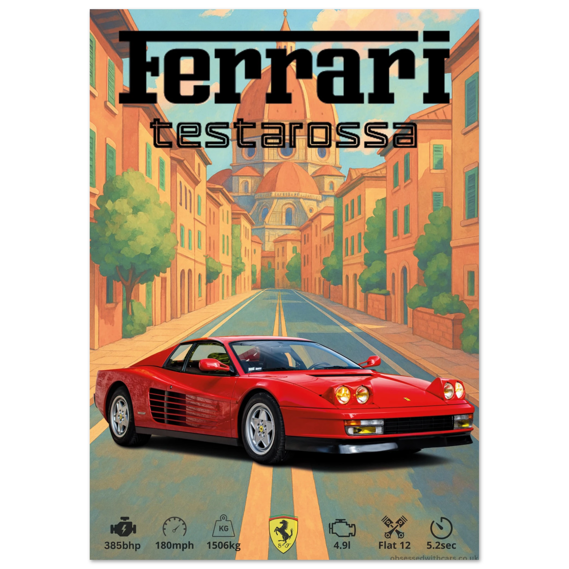 Ferrari Testarossa Poster - Abstract Collection