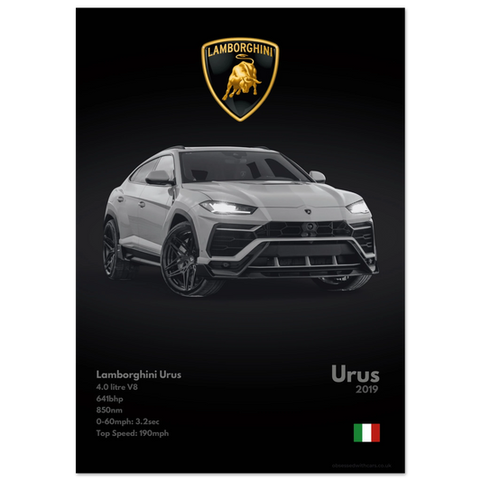 Lamborghini Urus Poster - Monochrome Collection