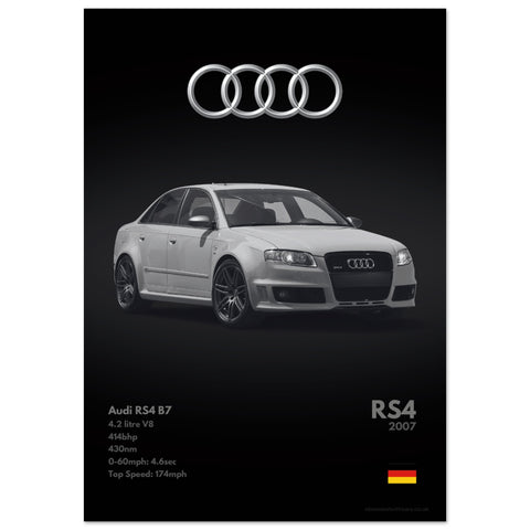 369 Audi RS4 B7 Poster - Monochrome Collection