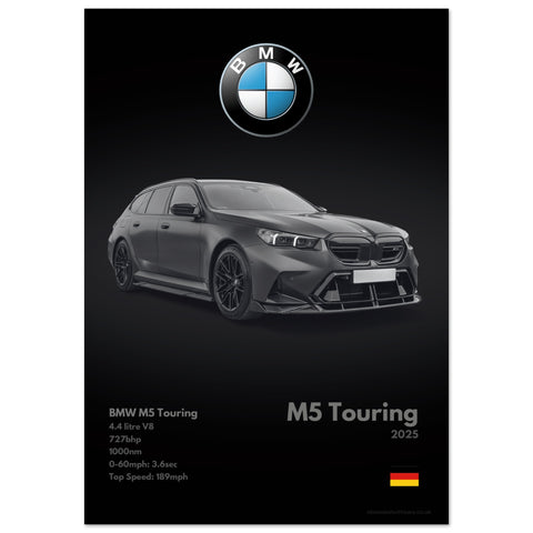 127 BMW M5 Touring Poster - Monochrome Collection