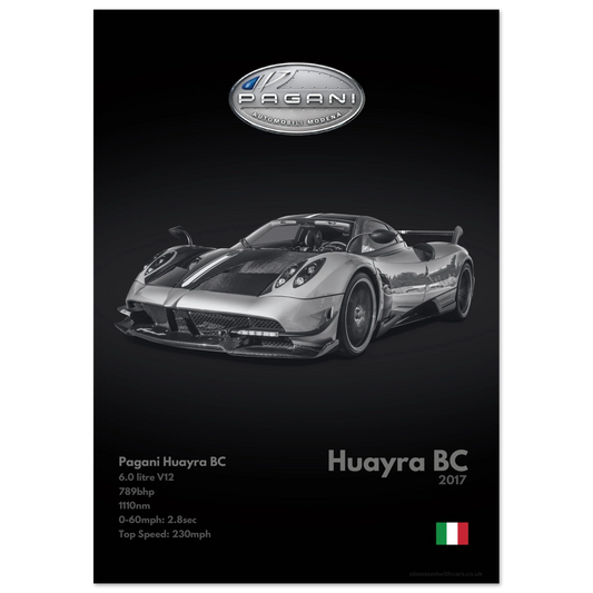 Pagani Huayra BC Poster - Monochrome Collection