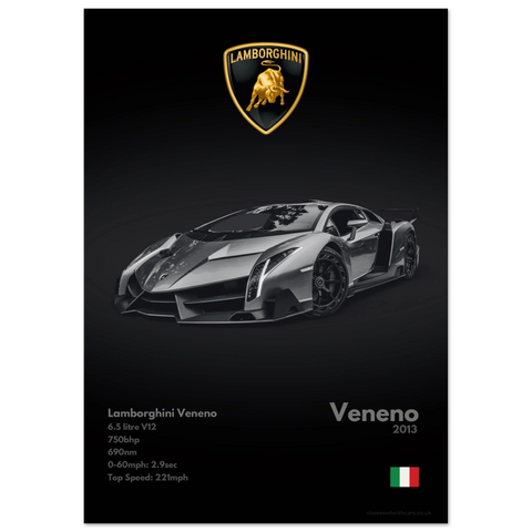 170 Lamborghini Veneno Poster - Monochrome Collection