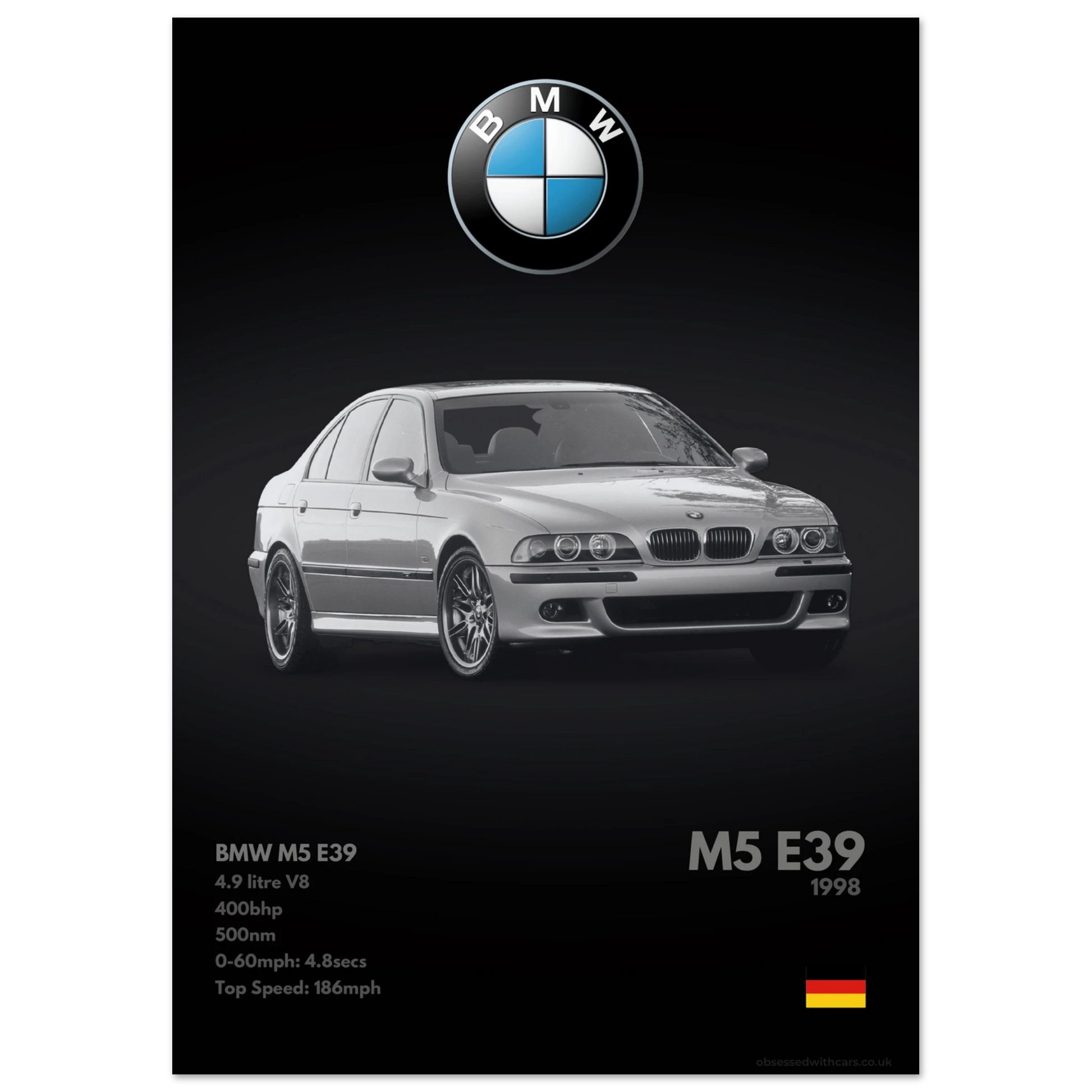 BMW M5 E39 Poster - Monochrome Collection