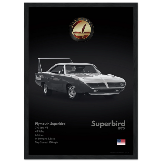 Plymouth Superbird Poster - Monochrome Collection