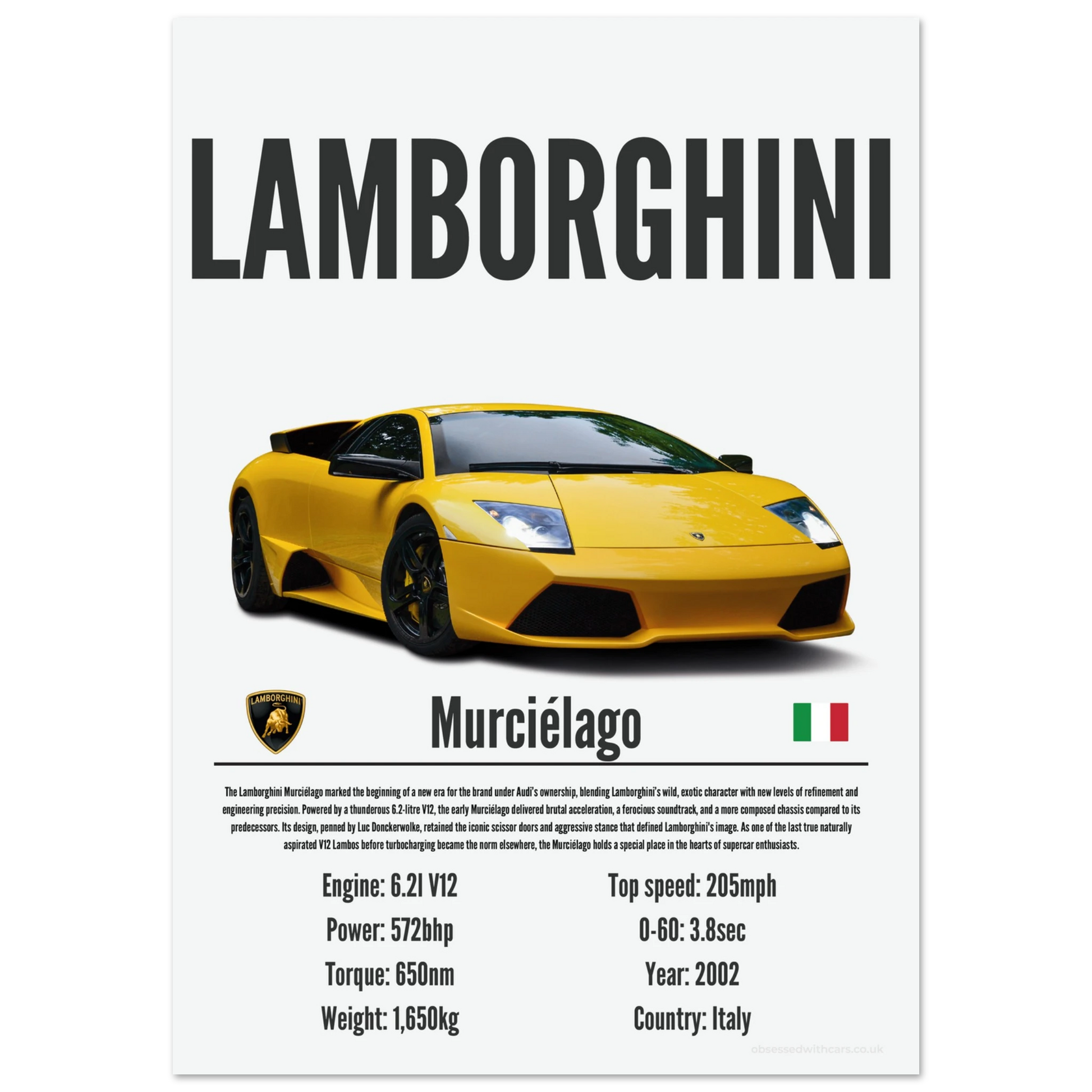 Lamborghini Murcielago Poster - Precision Collection