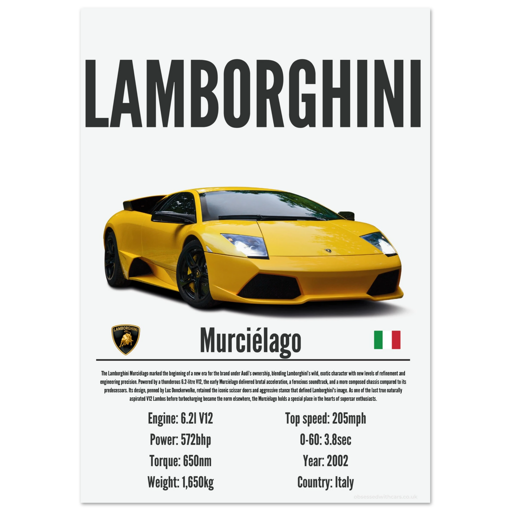 Lamborghini Murcielago Poster - Precision Collection