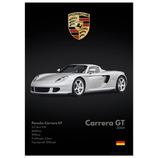 Porsche Carrera GT Poster - Monochrome Collection