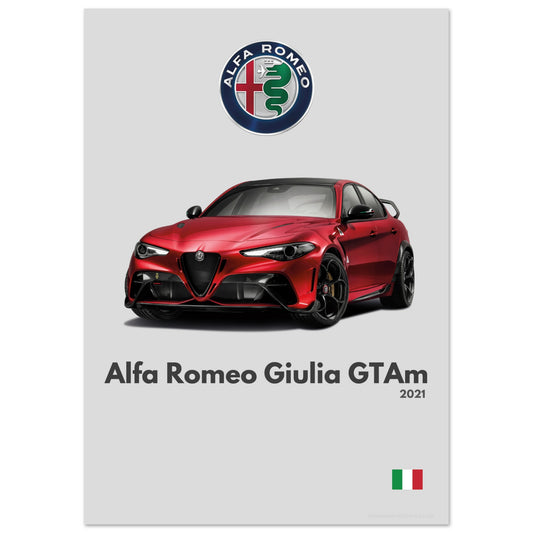Alfa Romeo Giulia GTAm Poster - Minimalist Collection